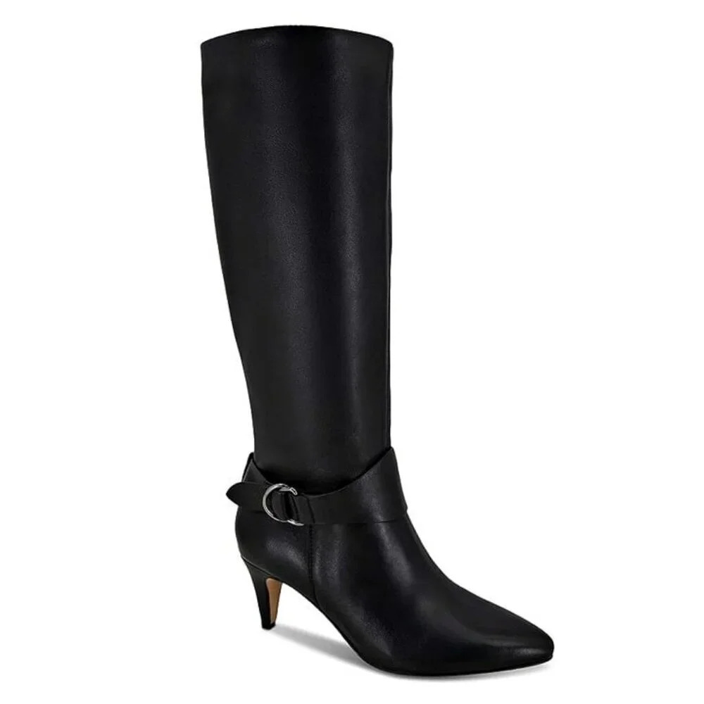 Splendid Women's Fortuna Buckled High Heel Boots Black Size 7.5 (MSRP $240)